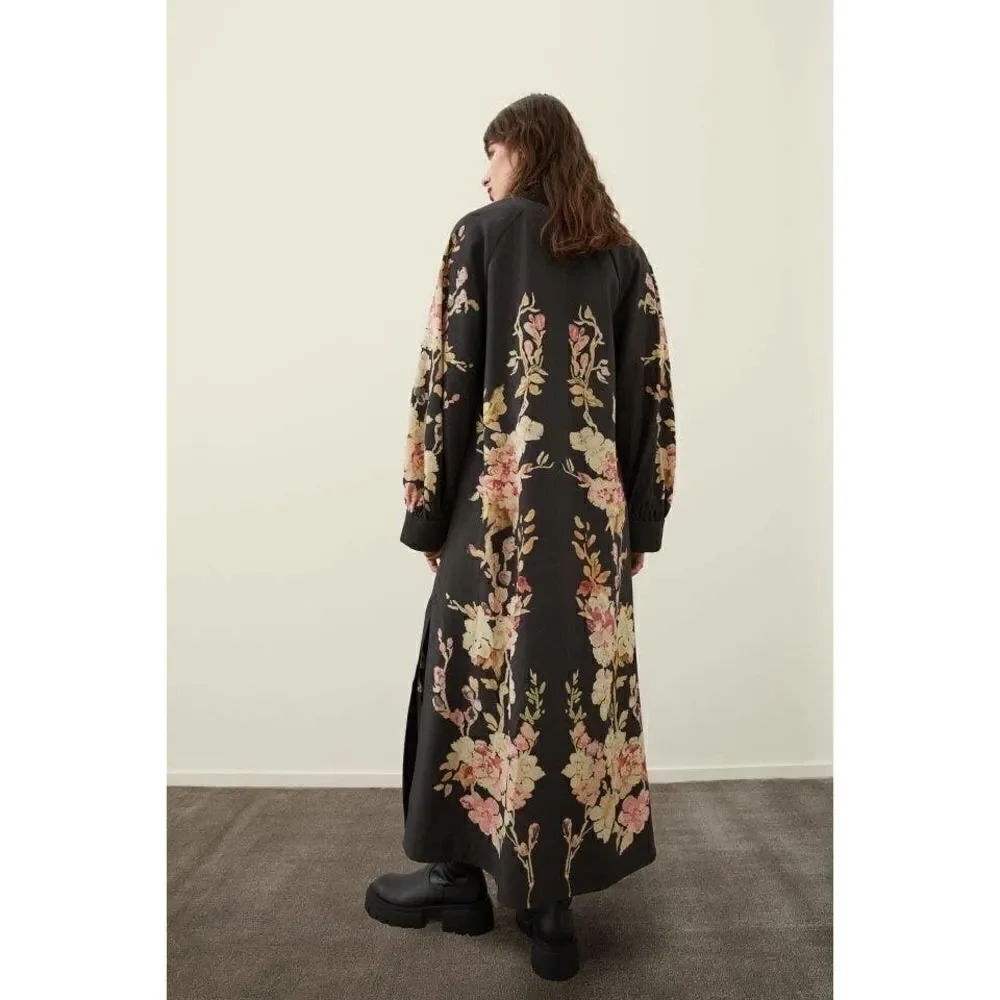 H&M Limited Floral Print Dress Linen Blend New - Picture 4 of 12